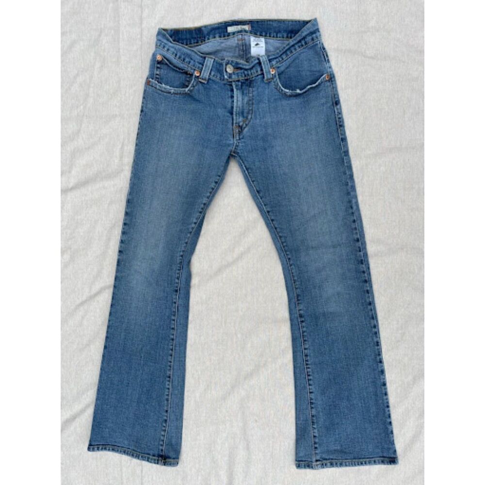 Vintage Y2K Levi's 542 Low Flare Jeans Size 12M Medium Wash Distress Flap Pocket